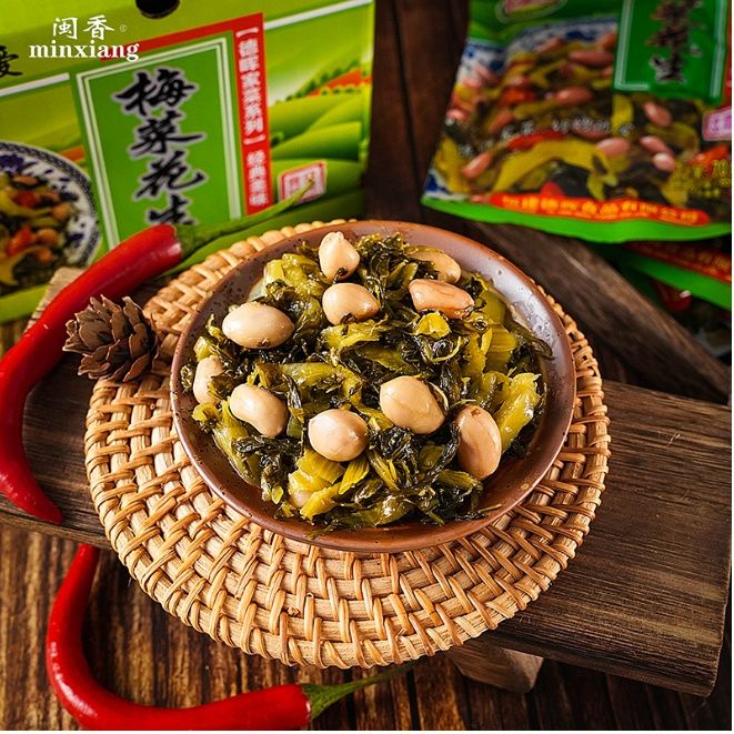 闽香同款梅菜花生开袋即食70g袋装咸菜下饭开味福建特产 配粥小菜