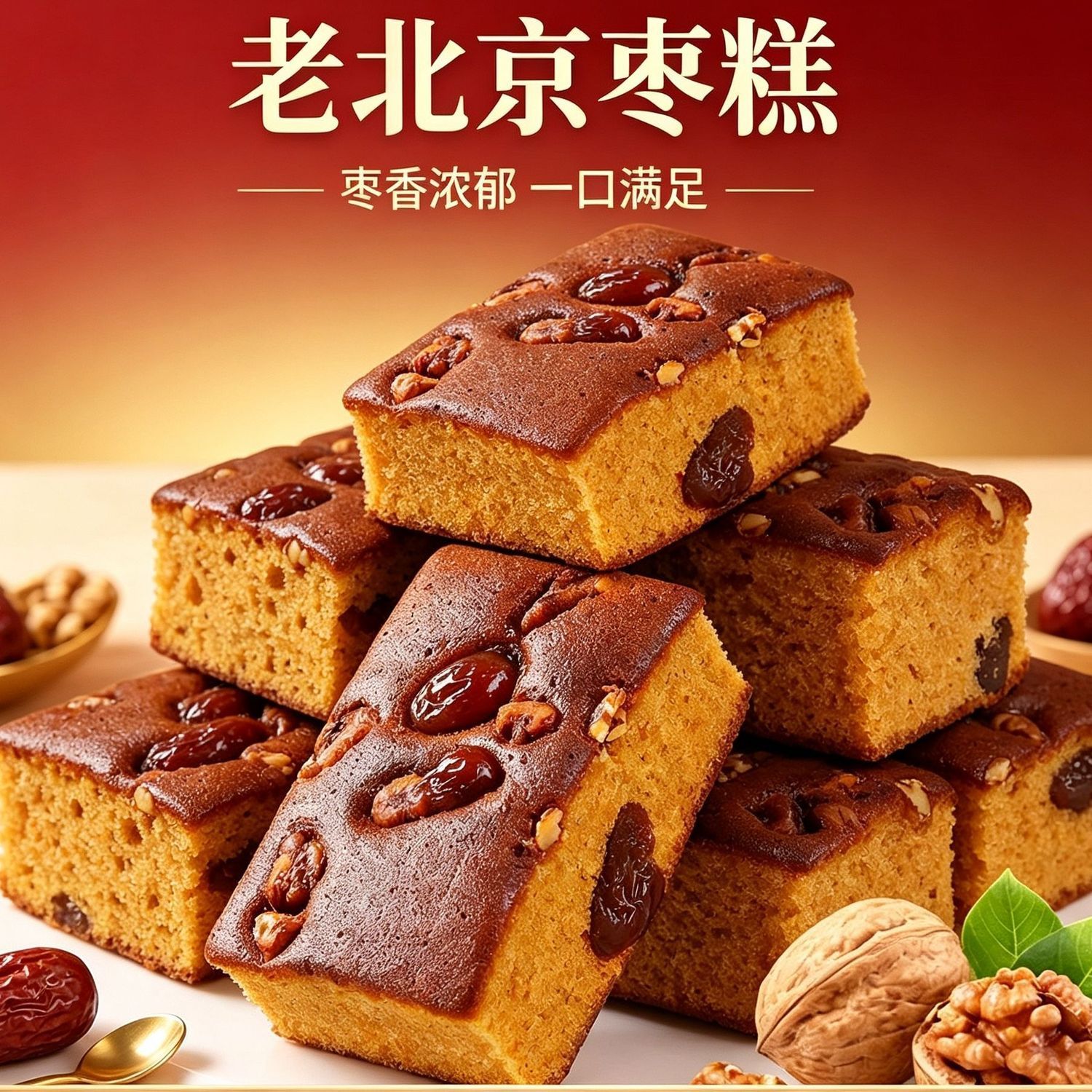 老北京枣糕整箱发货早餐蛋糕面包批发零食解馋小零食枣沙核桃仁