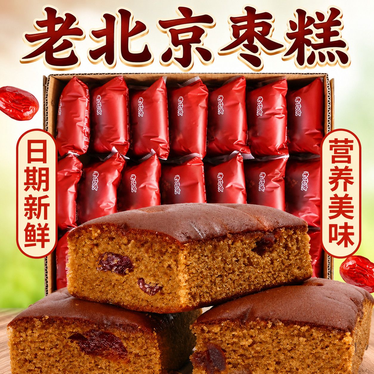老北京枣糕整箱特产面包蜜枣泥糕点早餐零食整箱散装批发传统糕点