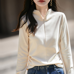 双面德绒翻领长袖打底衫女26春秋新款半拉链卫衣内搭宽松保暖毛衣