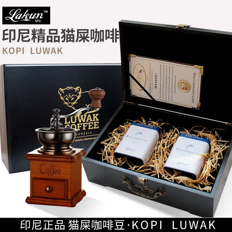 印尼原装进口猫屎咖啡豆咖啡粉罐装礼盒中度烘焙手冲现磨咖啡正品