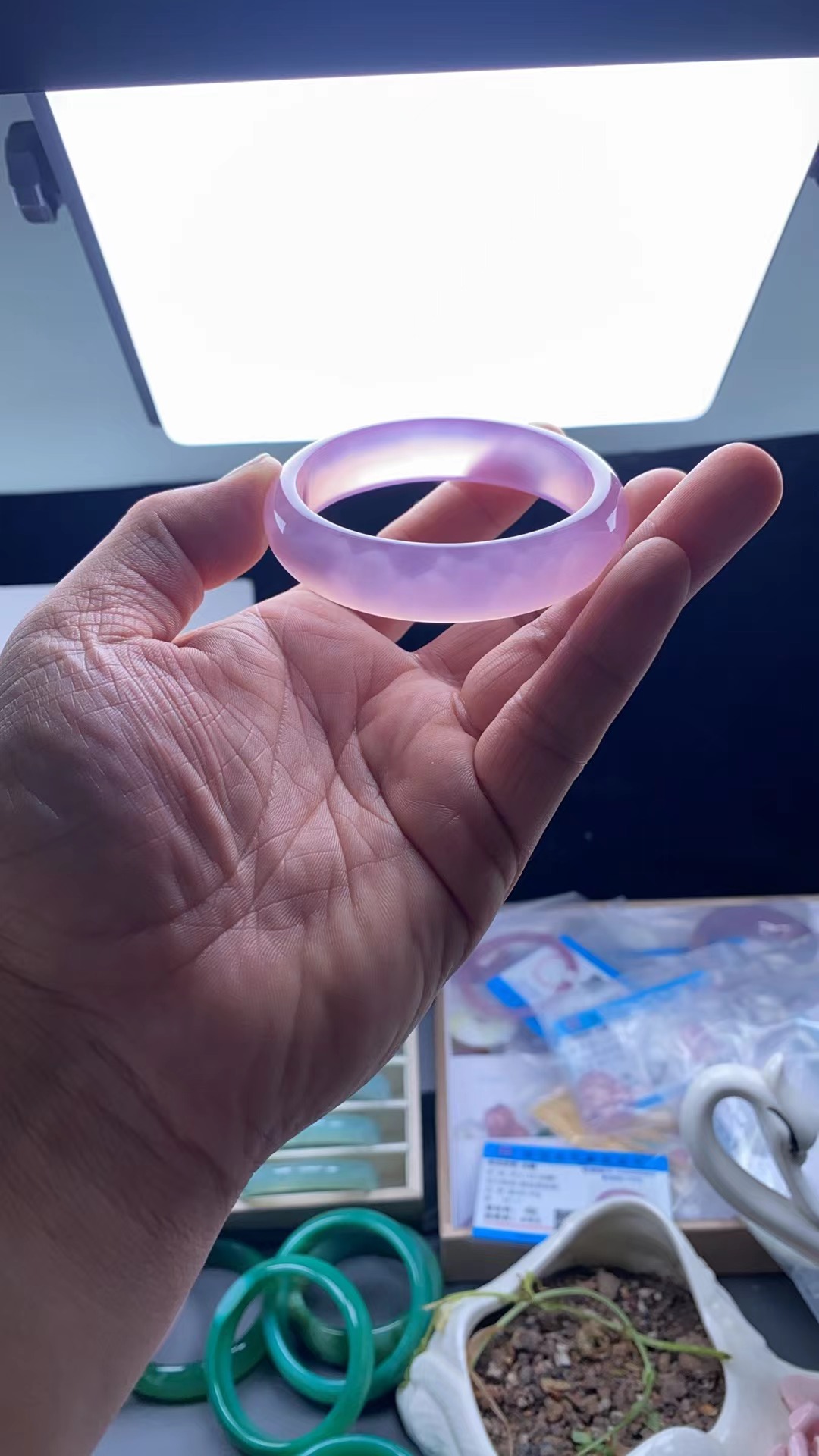 天然正品西安冰花芙蓉玉手镯玉髓镯子时尚女款加厚款活玉景区同款