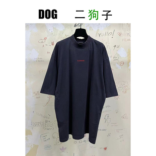 早春前后刺绣字母oversize短袖 26ss新 T恤tee男女 二狗子定制