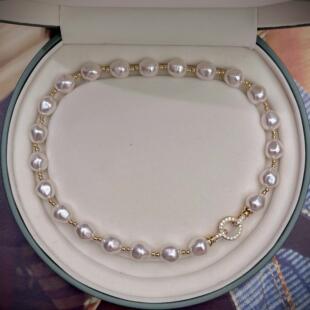 12mm巴洛克异形施家珍珠金珠项链复古宫廷时尚小众设计新款爆款