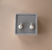 赠绒布盒 12mm戴妃珍珠耳钉akoya质感施家珍珠纯银镀金耳针