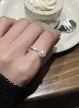 纯银镀白金镶钻戒指重工超质感M家同款 圈口可调节