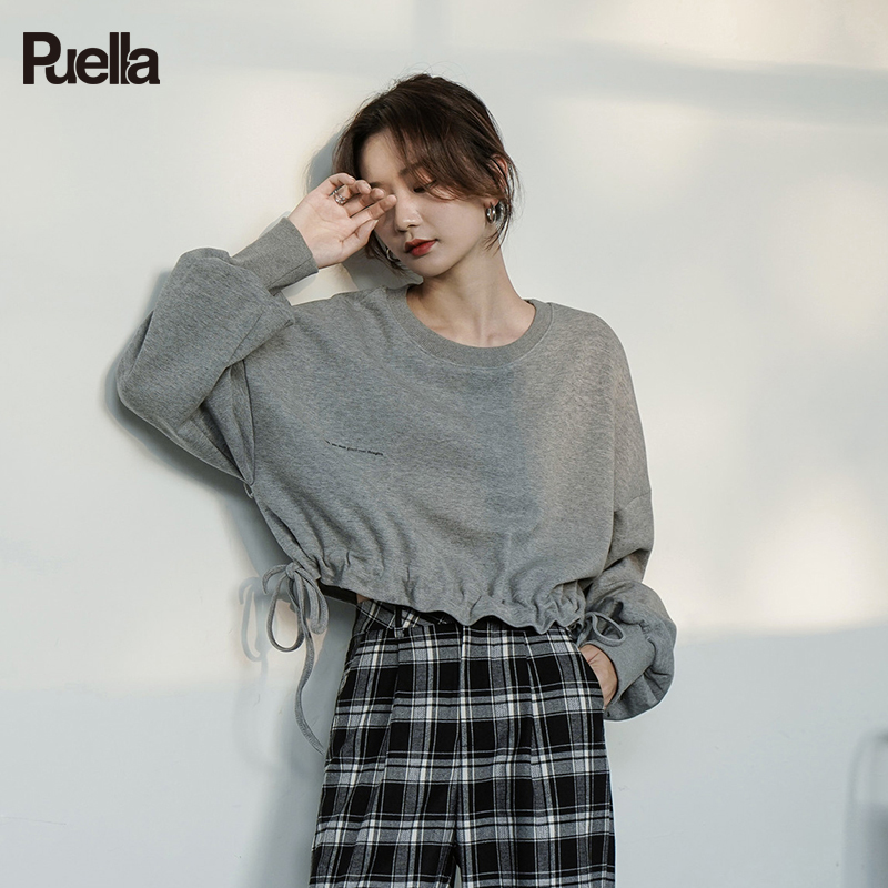 拉夏贝尔Puella时尚卫衣女秋冬小个子上衣外套长袖别致爆复古美式