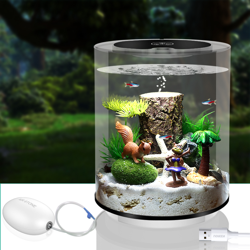鱼小侠办公桌亚克力斗鱼迷你鱼缸