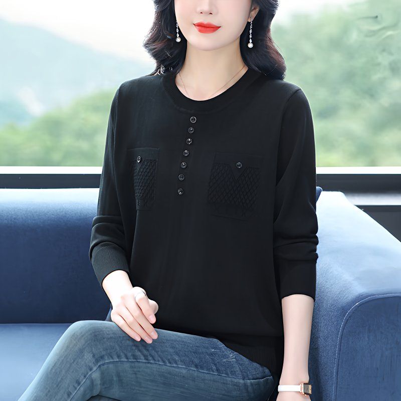 女士毛衣女款秋冬2025新款针织衫妈妈时尚洋气打底上衣长袖套头