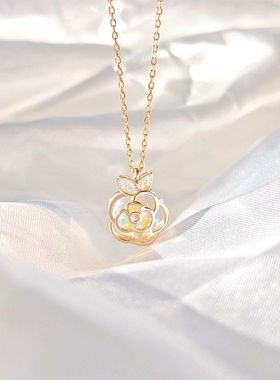 BaObAO原创设计s925纯银超仙小众山茶花项链女生轻奢高级感锁骨链