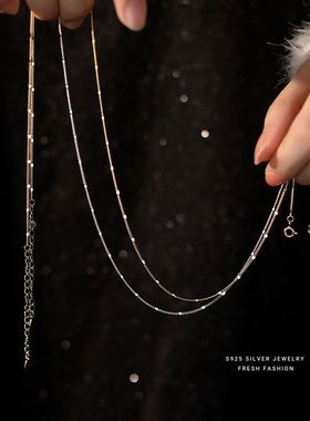 S925纯银项链女链条雪花锁骨链时尚简约气质高级感秋冬穿搭配饰