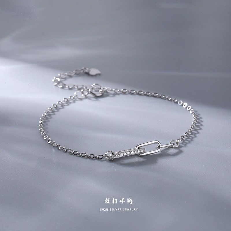 双环手链女款ins小众设计感925纯银几何三环腕饰时尚新款手饰批发