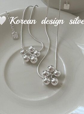 韩国气质款重工锁骨链 S925纯银 五颗大圆珠项链高级感小众设计女