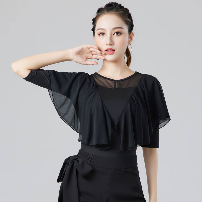 2026拉丁舞服装新款女成人高级感摩登舞上衣练功服舞蹈网纱跳舞衣