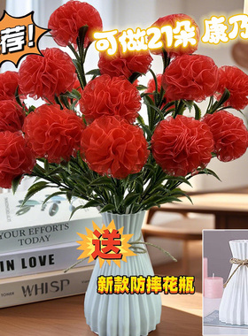 雪纱带康乃馨材料包diy手工花束