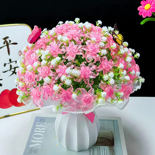 新品满天星鸢尾花编织品