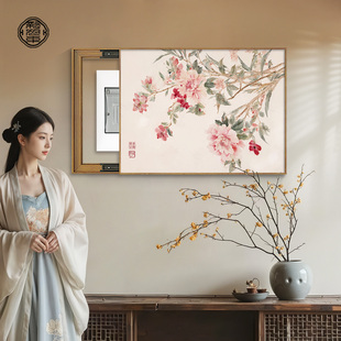 新中式花鸟图电表箱装饰画2026新款免打孔挡配电箱挂画电闸盒壁画