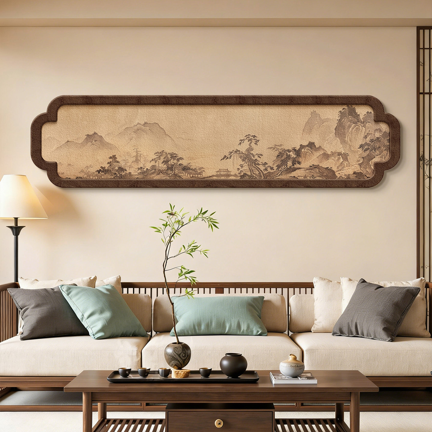 宋氏美学山水画客厅挂画高级感横版沙发背景墙壁画茶室卧室挂画图片