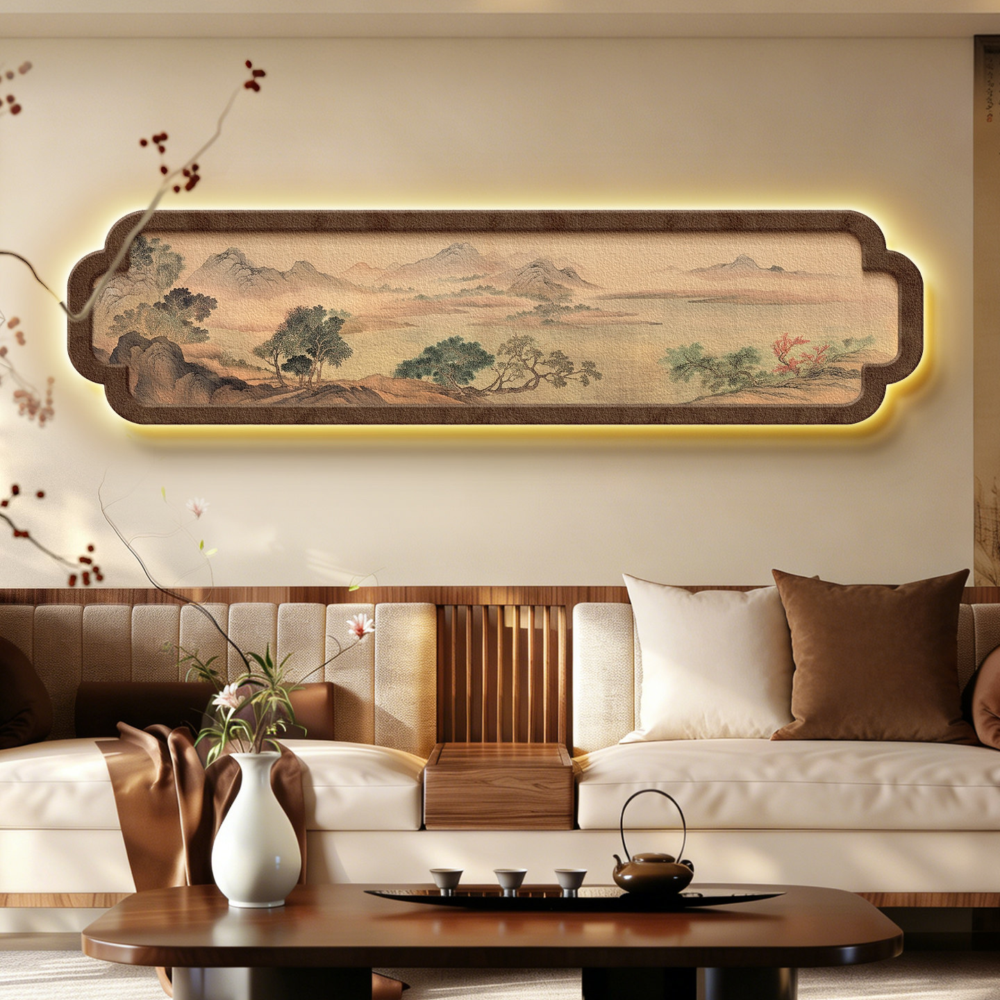 宋氏美学山水画客厅挂画高级感横版沙发背景墙壁画茶室卧室挂画图片