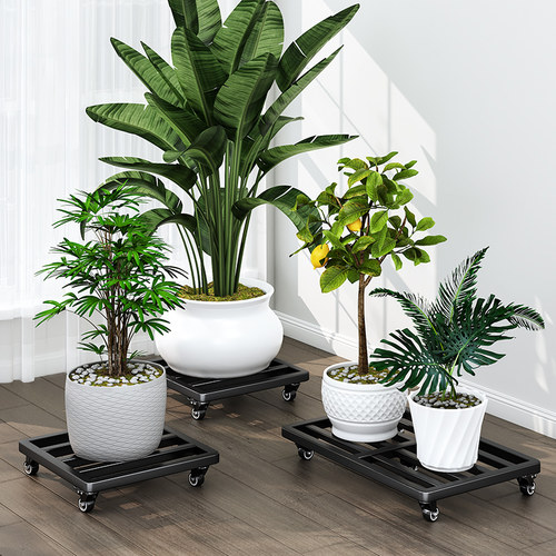 花盆托 托盘带轮移动底座万向轮滚轮承重植物托 托架铁艺长方形花
