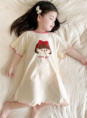 女童睡裙夏款纯棉儿童睡衣裙夏季