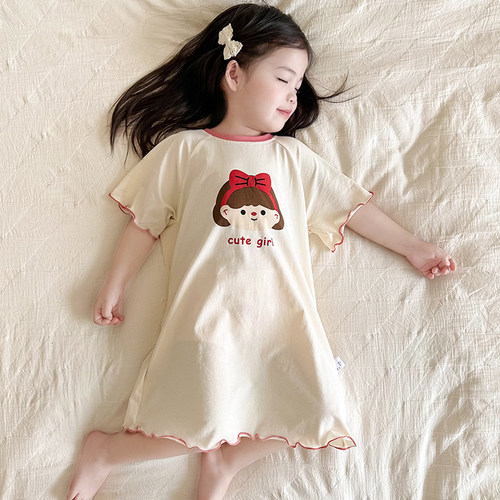 女童睡裙夏款纯棉儿童睡衣裙夏季