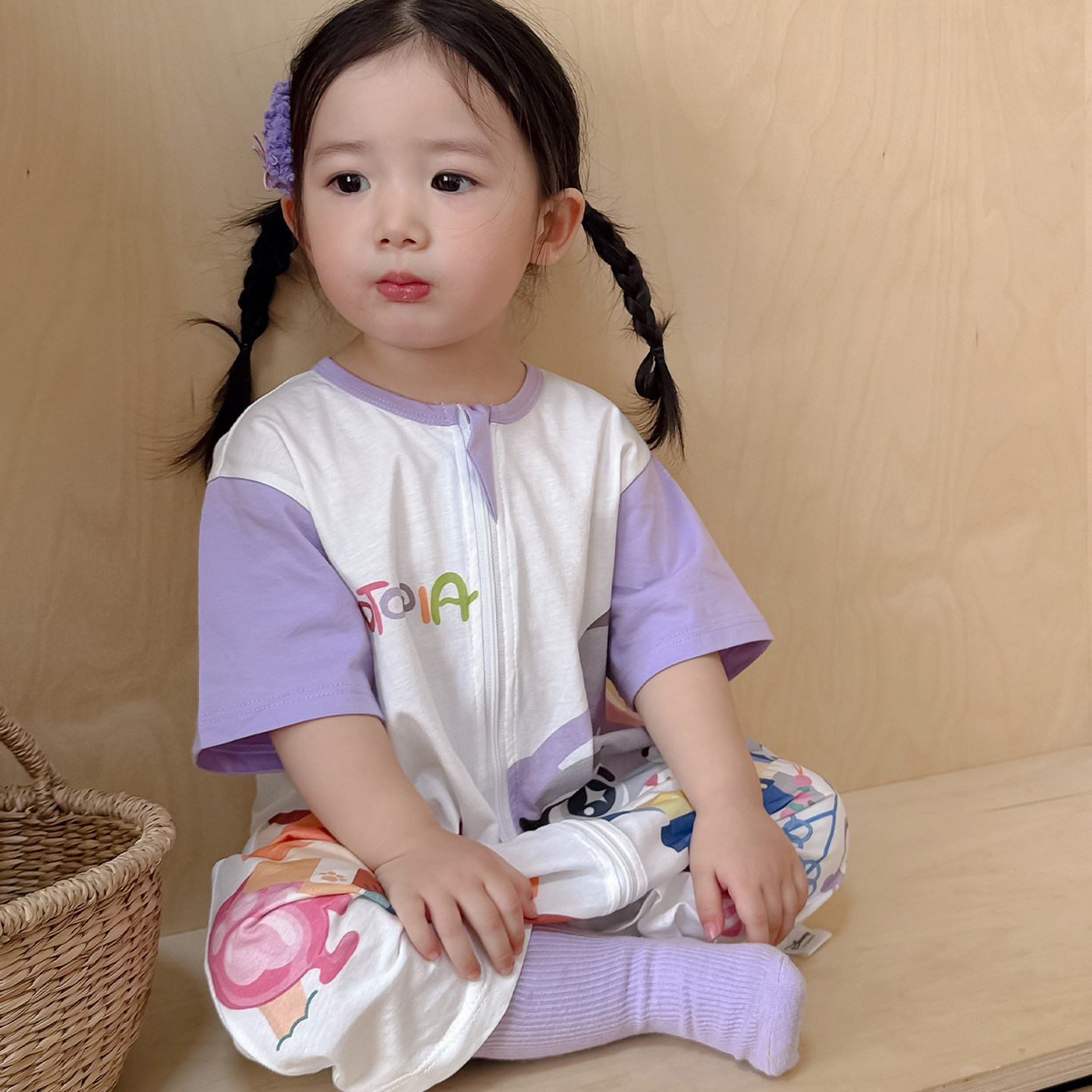 宝宝连体睡衣后背透气网眼家居服