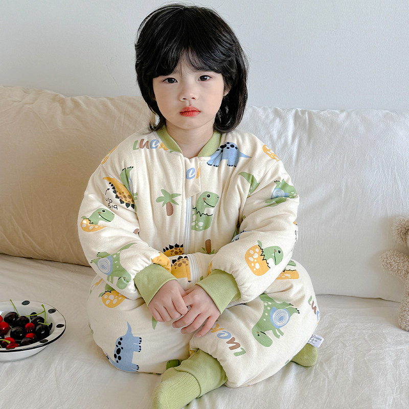 儿童睡袋冬季加厚夹棉宝宝防踢被神器男童秋冬款婴儿连体睡衣冬天