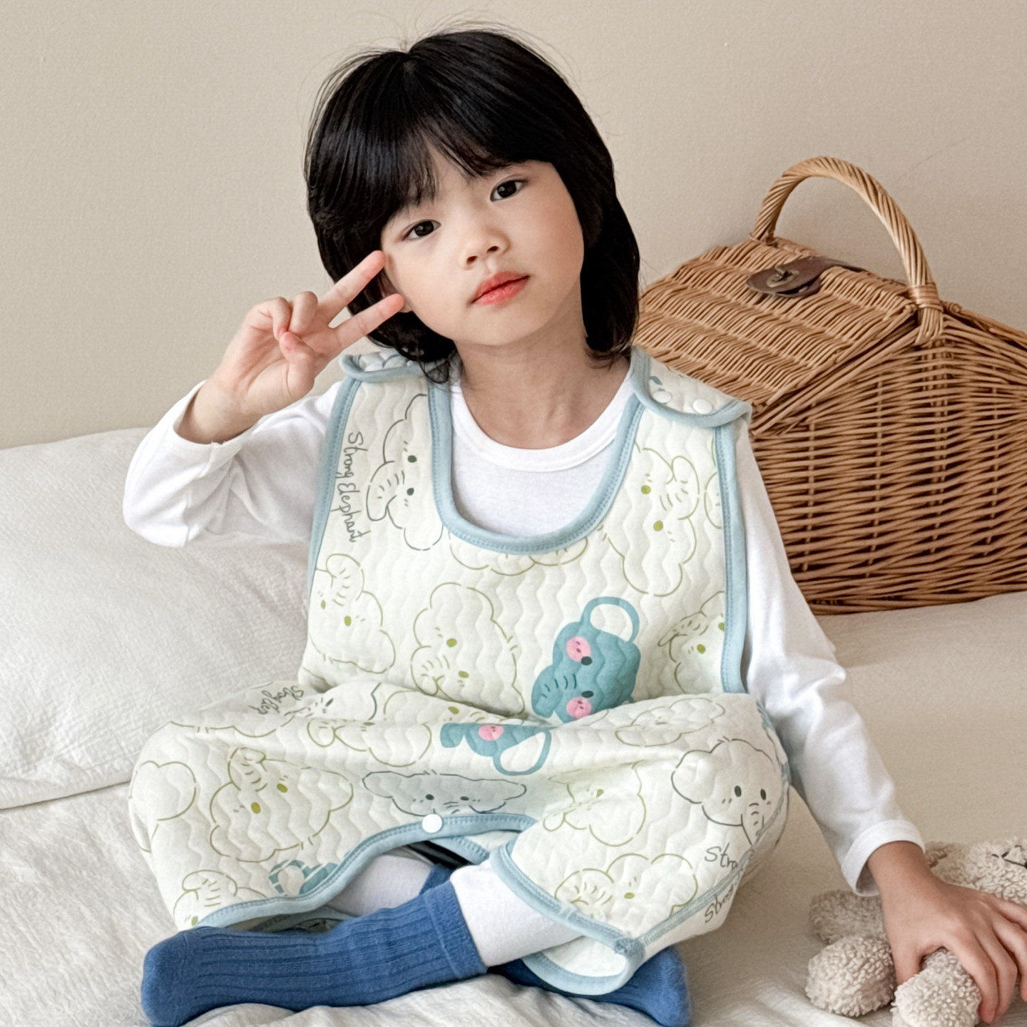 儿童加厚夹棉睡觉防踢被子马甲冬