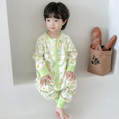 儿童睡袋纯棉四季通用连体防踢被