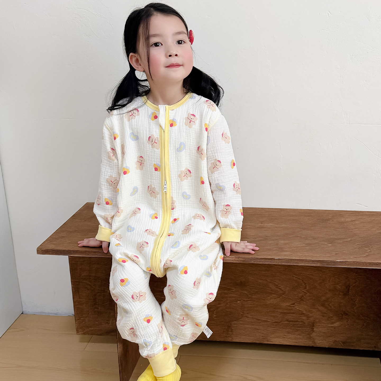 春夏季宝宝连体睡衣纯棉纱布春季薄款女童睡袋婴儿春秋款家居服