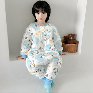 儿童连体睡衣秋冬加厚防寒男童宝宝睡袋冬季纯棉连身衣恐龙秋冬款
