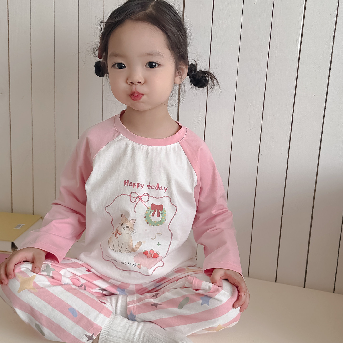 儿童睡衣春季纯棉薄款a类宝宝家居服夏季薄款男孩女童长袖空调服