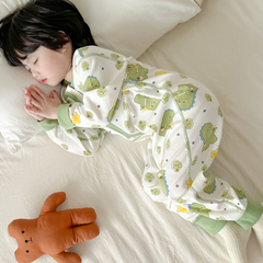 儿童连体睡衣纯棉夏季男宝宝恐龙男童睡袋中大童男孩夏天薄款春秋