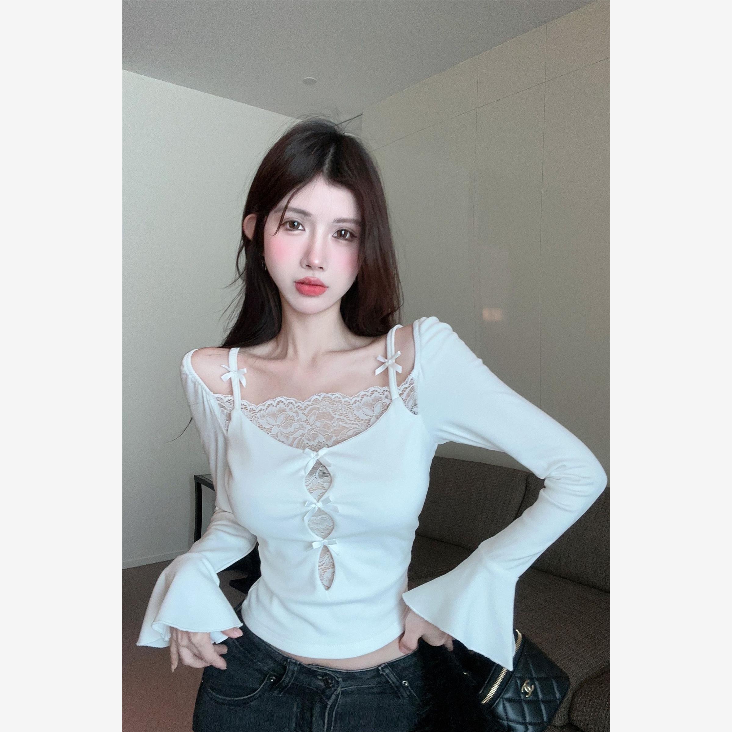 白色长袖t恤秋冬女法式喇