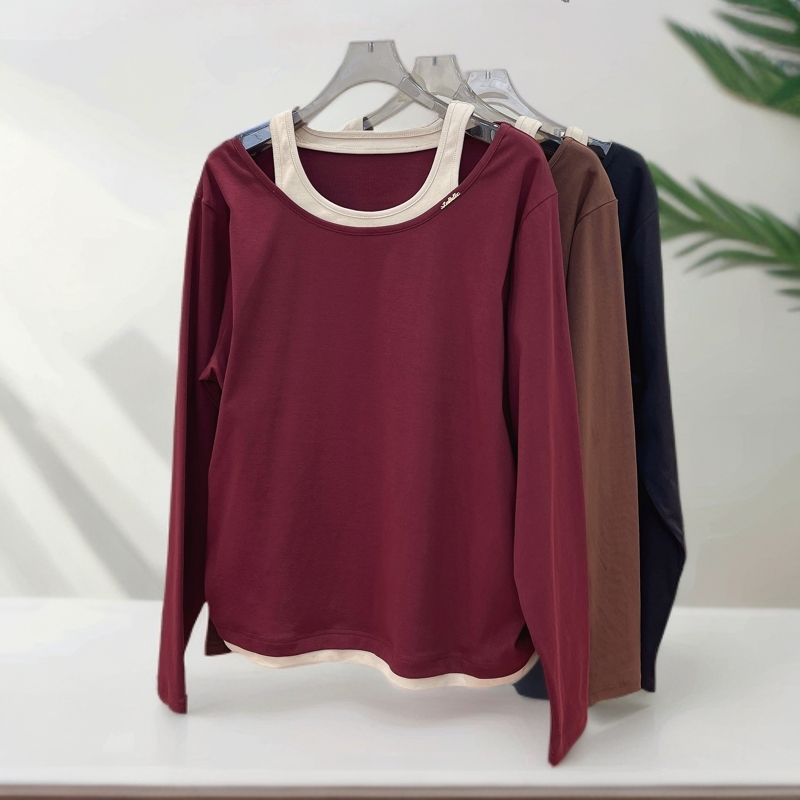 长袖简约常规棉质女装T恤