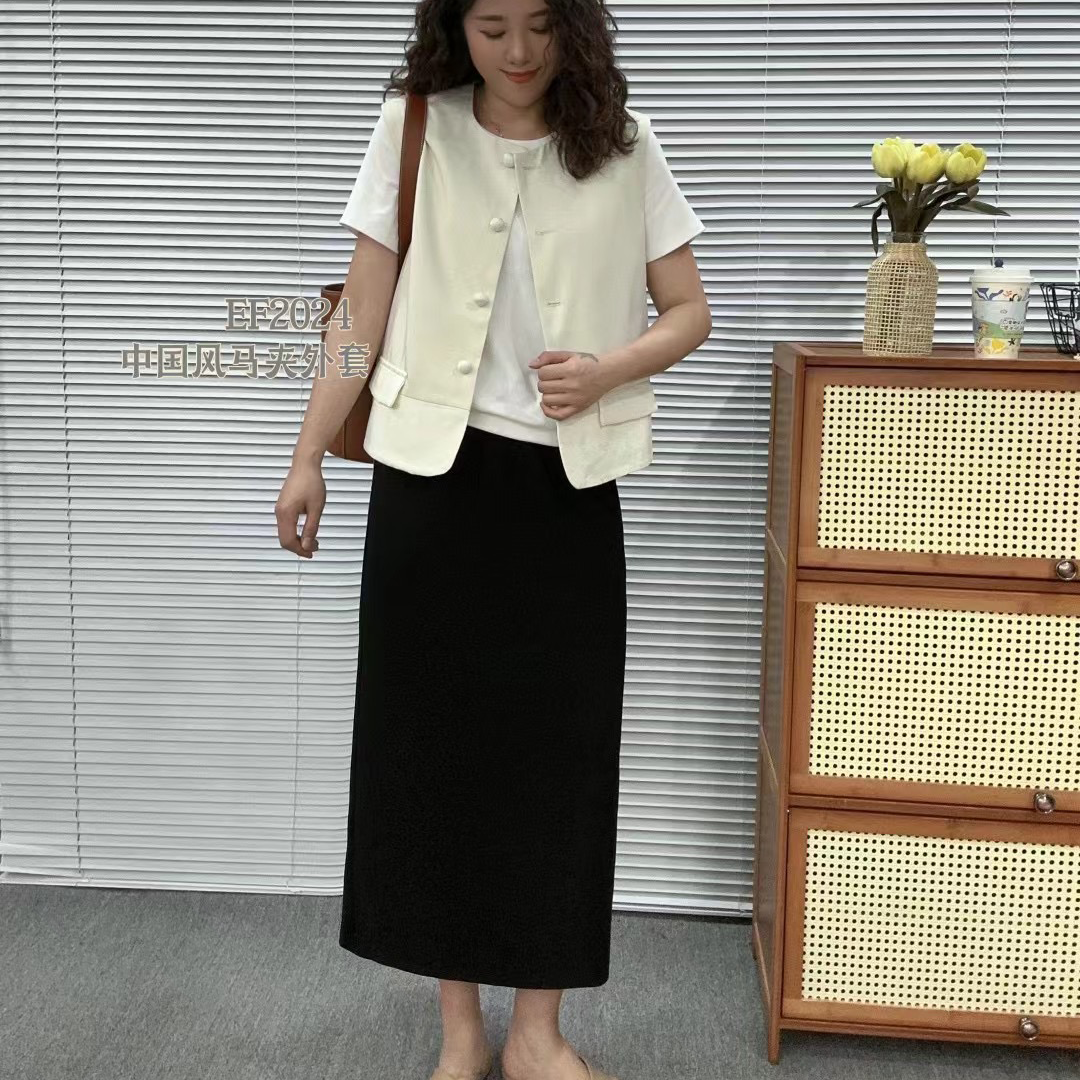 EF频道大码女装2025春夏新款国风设计感单排扣休闲马甲背心西装潮