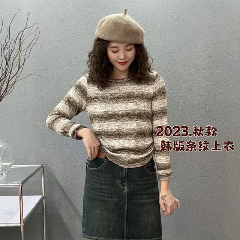 长袖通勤常规条纹女生上衣