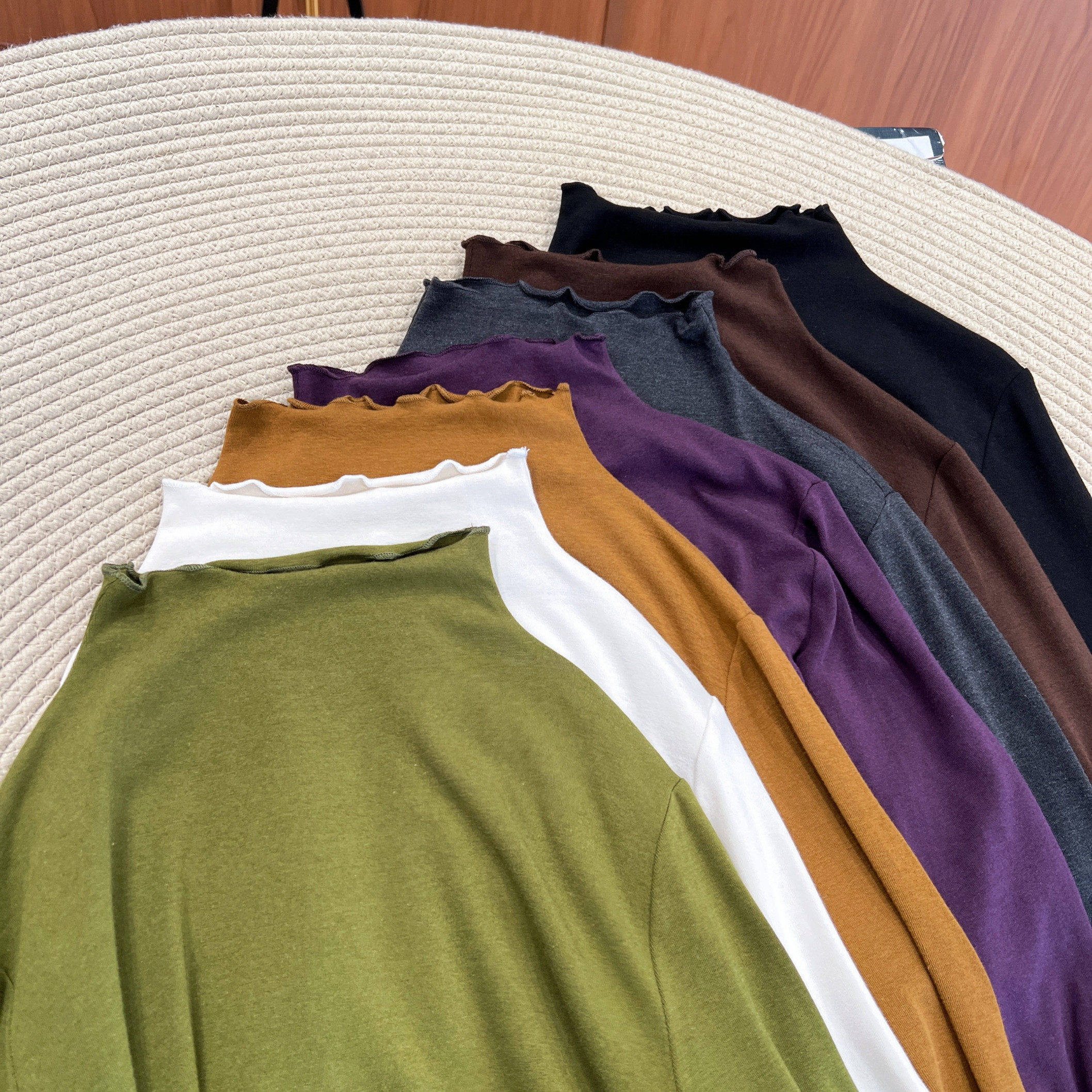 必魅-2025冬季新款木耳花边半高领内搭显瘦弹力遮肉长袖T恤53312,女装/女士精品,T恤,淘宝优惠券,粉丝福利购,淘宝优惠卷