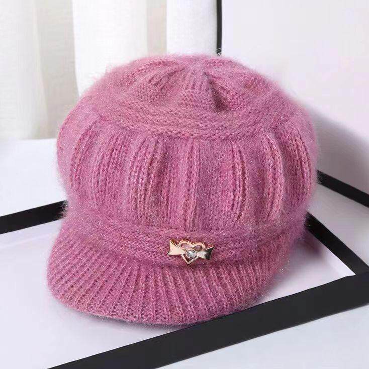 女士冬季帽子加绒保暖毛线帽加厚妈妈帽中老年奶奶防寒时尚秋冬款