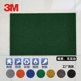 3M6050#绿蓝入户门垫丝圈地毯进门厨房浴室防滑除尘防水塑料地垫