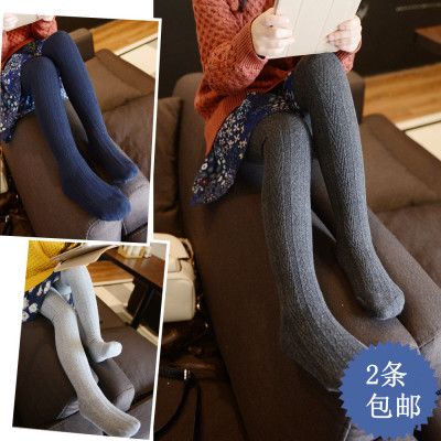 女童连裤袜春秋季高弹纤维浅灰色