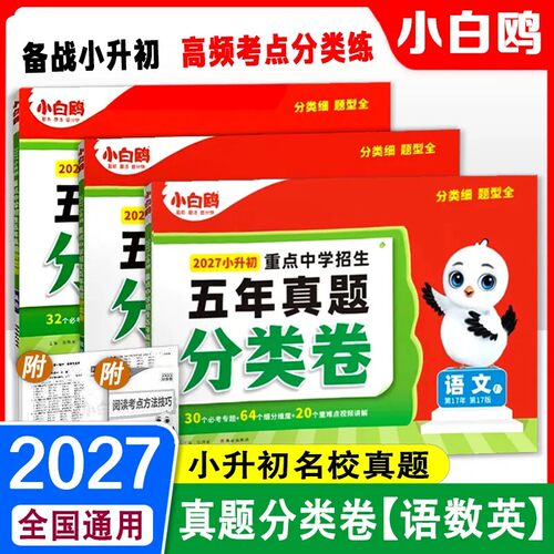 2027版小白鸥星空小升初分类卷真题卷人教版语文数学思维训练英语小考毕业总复习冲刺卷招生考试真卷小白鸽五六年级专项训练