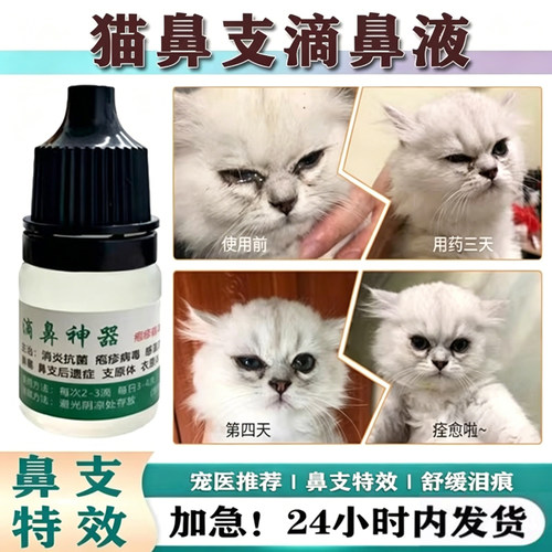 猫咪猫鼻支鼻炎特效滴鼻液滴眼液狗鼻塞喷嚏黄浓鼻涕杯状流泪泪痕