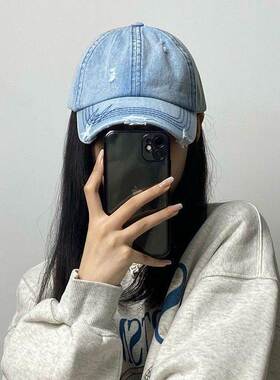 休闲棒球帽女个性破洞街头