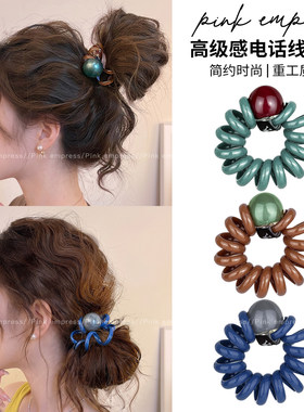 高级感电话线发圈女扎头发丸子头马尾耐用发饰高弹力头绳发绳头饰