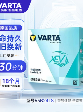 瓦尔塔新能源电动汽车电瓶蓄电池65B24L适配特斯拉 Model 3/Y