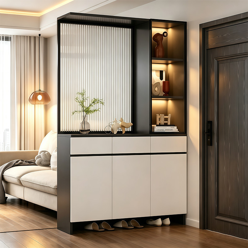 玄关柜客厅隔断柜置物架2025新款入户正对门屏风柜一字隔断柜鞋柜