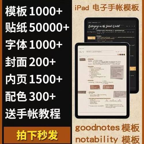2025goodnotes模板电子手帐模板字体贴notability享笔记网盘素材