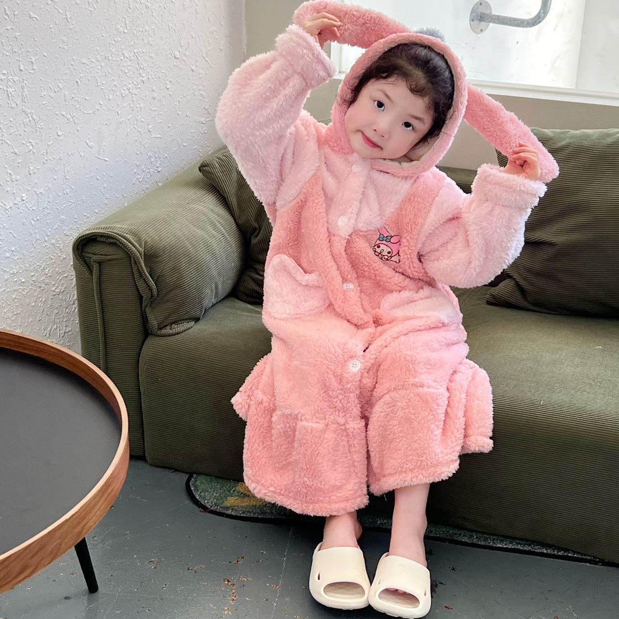 冬季儿童浴袍女童加厚加长睡袍珊瑚绒睡衣男童卡通睡裙中童宝宝
